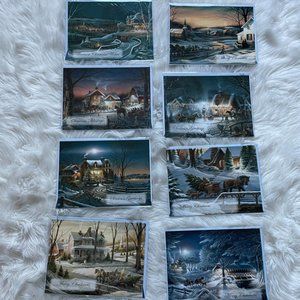 8 Holiday cards set individually sealed in plastic with matching print envelope